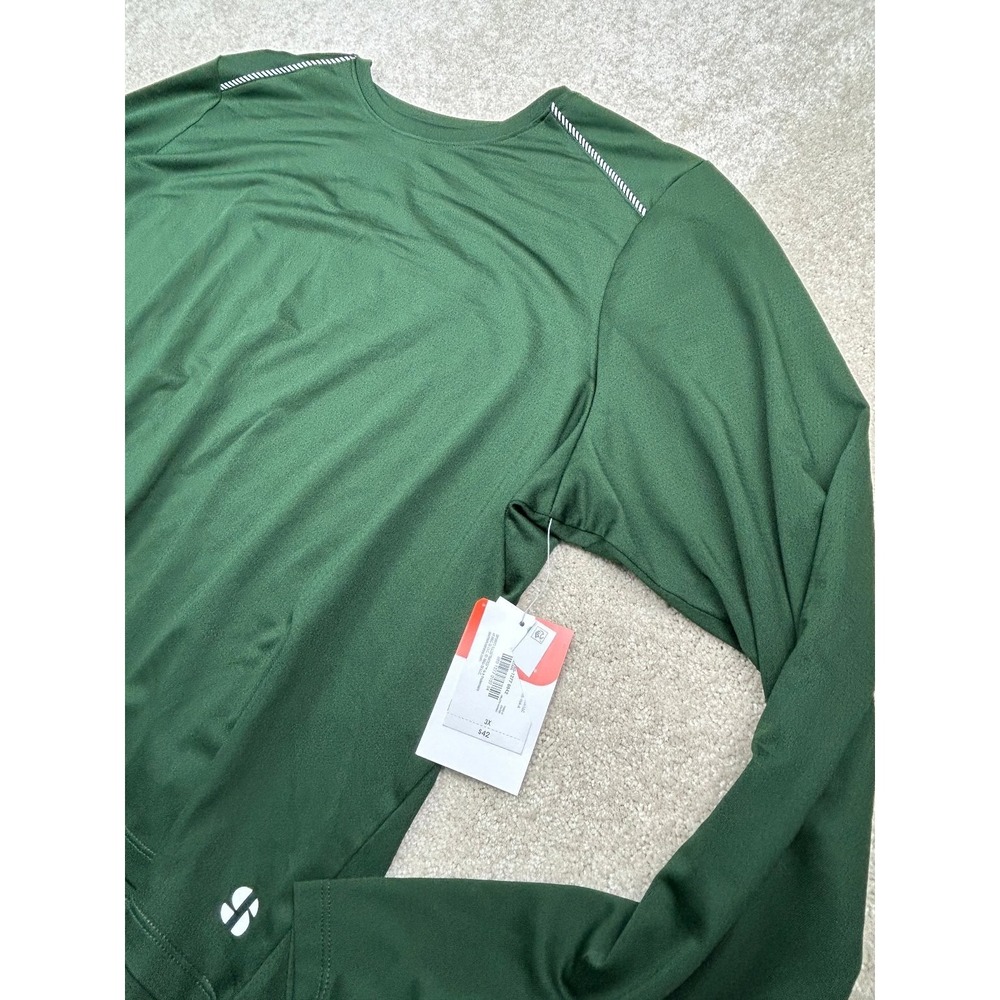 Sports Illustrated Women's Green‎ 3X Performance Long Sleeve Crop Top Slit Back